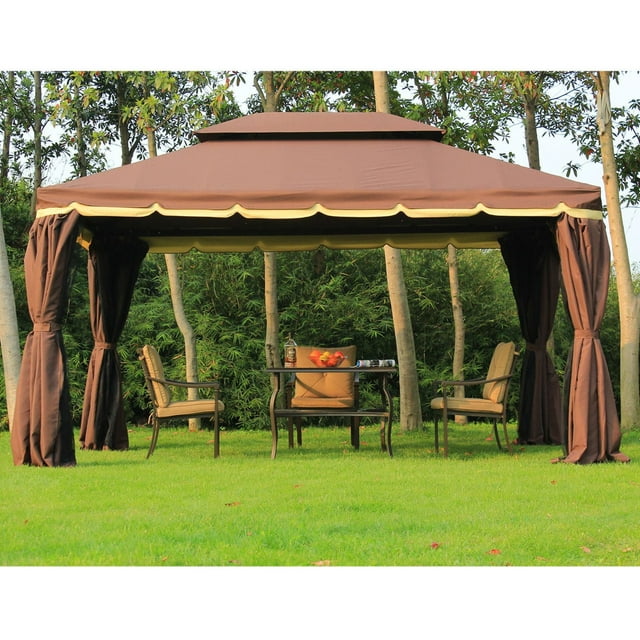 Outsunny 10’x13’ Double Top Gazebo w/ Mesh Netting