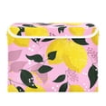 thumbnail image 2 of Foldable Fabric Storage Bin With Handle Collapsible Basket Box Storage With Lid Organizer Lemons Leaves, 2 of 7