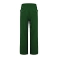 thumbnail image 3 of frariair ​Coastal Comfort Wide Leg Pants For Women Elastic Waist Lightweight Travel Trousers With Functional Side Pockets​ Dark Green, 3 of 6
