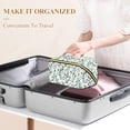 thumbnail image 3 of FORMRS Makeup Bag Travel Cosmetic Organizer for Women Fold Flat Zipper Pouch with Handle, Darker Leafy Pattern, 3 of 8