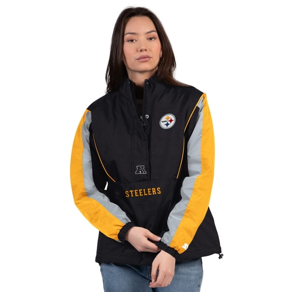 Women's Starter Black/Gold Pittsburgh Steelers Thursday Night Gridiron Half-Zip Jacket