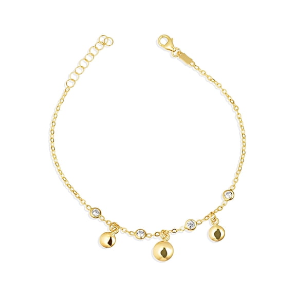 14K Yellow Gold Flat Disc Charm Bracelet
