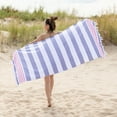 thumbnail image 2 of 100% Cotton Filippo Fouta Beach Towel, Lightweight, Soft and Absorbent Terry Cloth Backing, Nautical Stripes Pattern Travel Bath Towel, 35" x 67", Baked Apple by Blue Nile Mills, 2 of 4