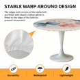 thumbnail image 6 of Blue Butterfly Elastic Fitted Round Table Cover Pink Flowers Waterproof Outdoor Tablecloth for Holiday Party, Picnic, Patio & Dining Fits Tables Up to 55"-60", 6 of 8