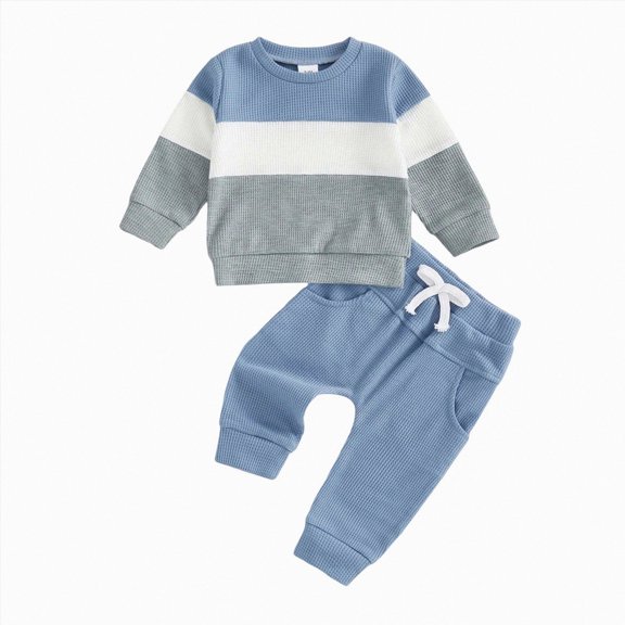 TOWED22 Toddler Baby Boy Clothes Cute Fall Winter Outfit 6 12 18 24M 3T 4T 5T 6T Letter Long Sleeve Sweatshirts and Jogger Pants Set Size:2-3 Y,Color:Blue