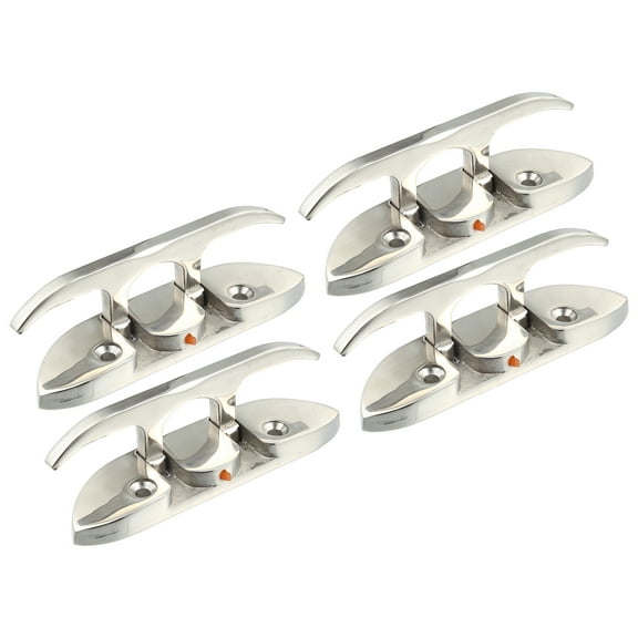 Unique Bargains 4 Pcs 5 Inch 120mm Stainless Steel Boat Flip Up Dock Cleat Deck Cleats Rope Silver Tone