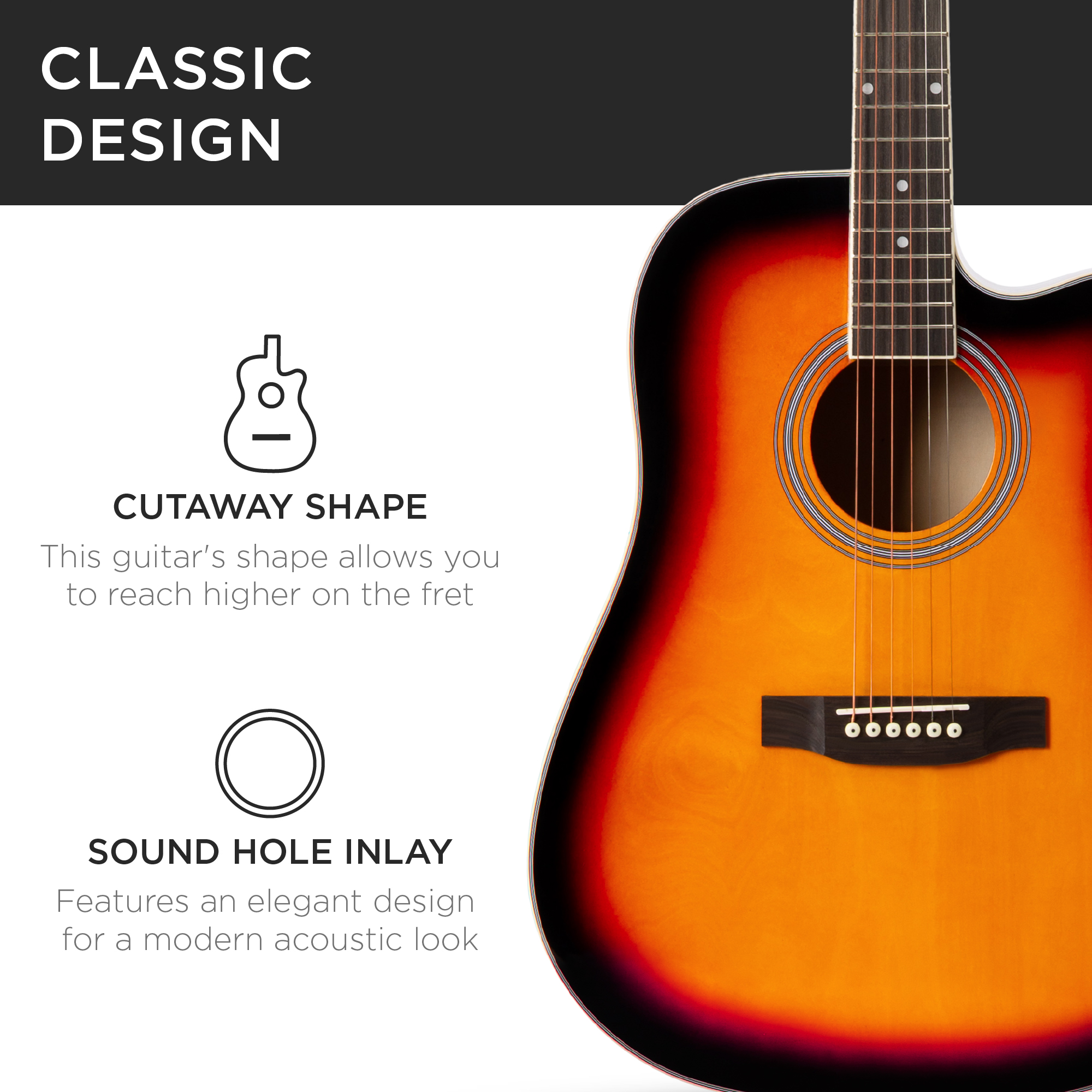 Best Choice Products 41in Full Size Acoustic Guitar Starter Set photo 7