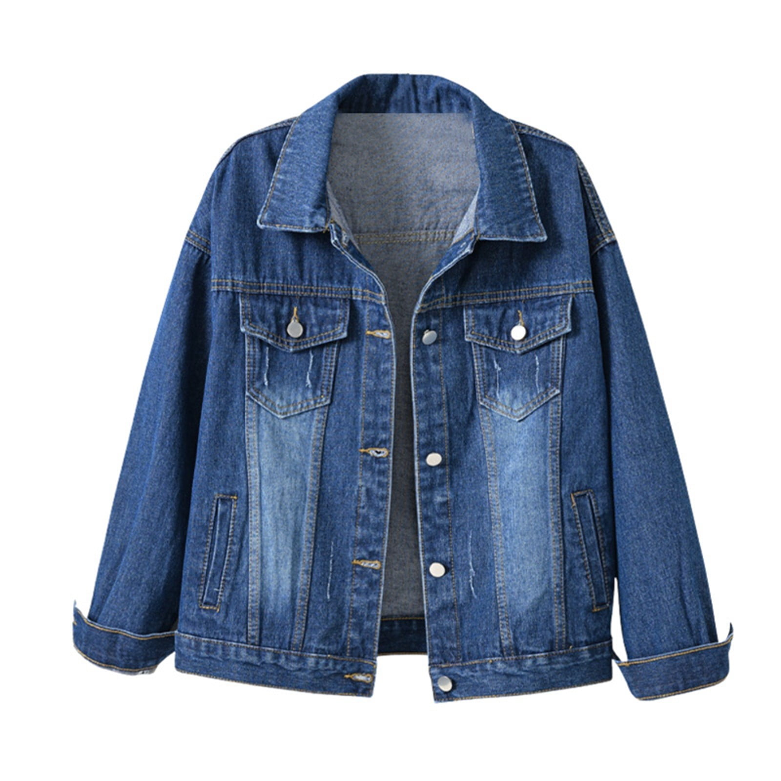Women's Casual Denim Jacket - Colorful Short Coat With Pockets, Size Large - View #4