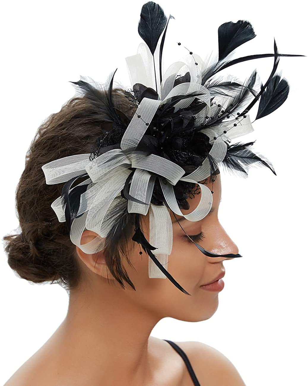 Fashion Women Fascinators Feather Headband Headpieces Cocktail Wedding Party 
