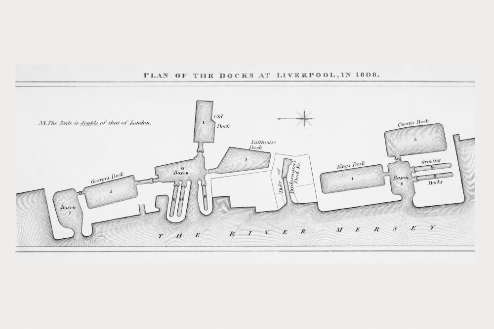 Plan Of Liverpool Docks As They Were In 1808 From The Cyclopaedia Or Universal Dictionary Of Arts Sciences And Literature By Abraham Rees Published London 1820 Canvas Art - Ken Welsh Design Pics (19