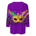 thumbnail image 4 of Jsaierl Mardi Gras Clothings for Women 3/4 Sleeve Mask Graphic Blouse Carnival Themed Tees Party 3D Print Tops Funny Gifts Parade Tshirt, 4 of 5