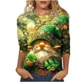 thumbnail image 2 of T-Shirt à Col Rond Imprimé de la Saint-Patrick pour Femmes, Manches Trois Quarts 3/4, Coupe Ample, 2 of 5
