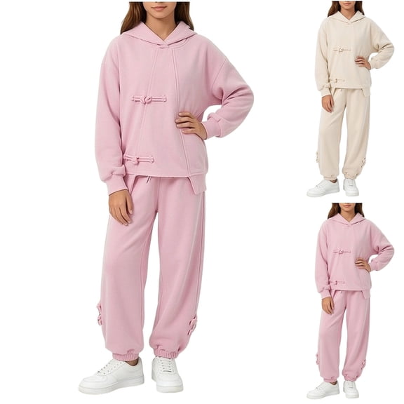 NAISIBABY Girls Outfit Sets Size 12,Long Sleeve Elastic Sweatshirts&Sweatpants Casual 2-Piece Sets Pink
