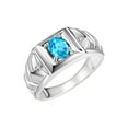 thumbnail image 2 of RYLOS Men's Rings 14K White Gold Rings Designer Weave Band 7X5MM Oval Gemstone &  Diamond Ring Blue Topaz December Birthstone Rings For Men,  Size 12, 2 of 6