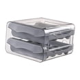 thumbnail image 4 of Cocina Frigorífico Huevera 32 Rejilla Doble Capa Tipo Cajón Apilable Gris SM SunniMix Titular de huevo, 4 of 8