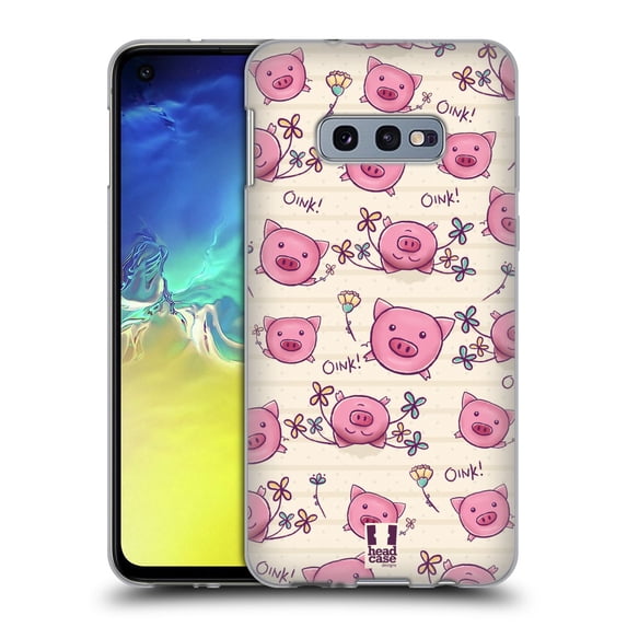 Head Case Designs Cutesy Doodles Pig Soft Gel Case Compatible with Samsung Galaxy S10e