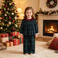 thumbnail image 5 of xaweyi Girls Christmas Comfortable and Breathable Set Cute Checkered Printd Long Sleeve Top Pants Two Piece Set Size 6-12 Months, 5 of 5