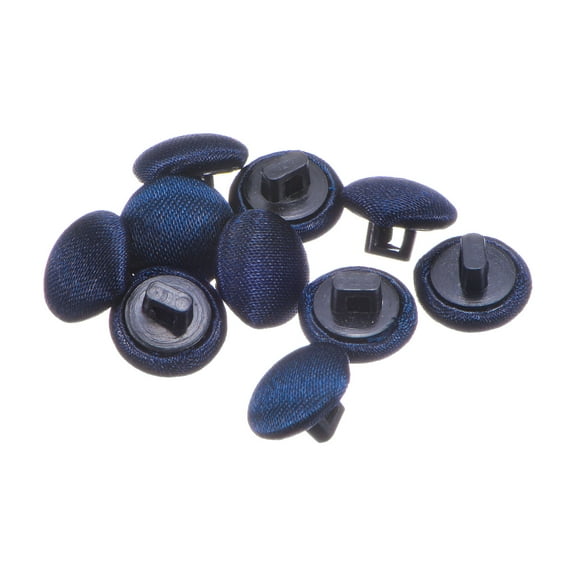 Uxcell 10pcs Fabric Cloth Covered Button 10mm Round Plastic Sewing Buttons for Suits Dress Blouses, Navy Blue