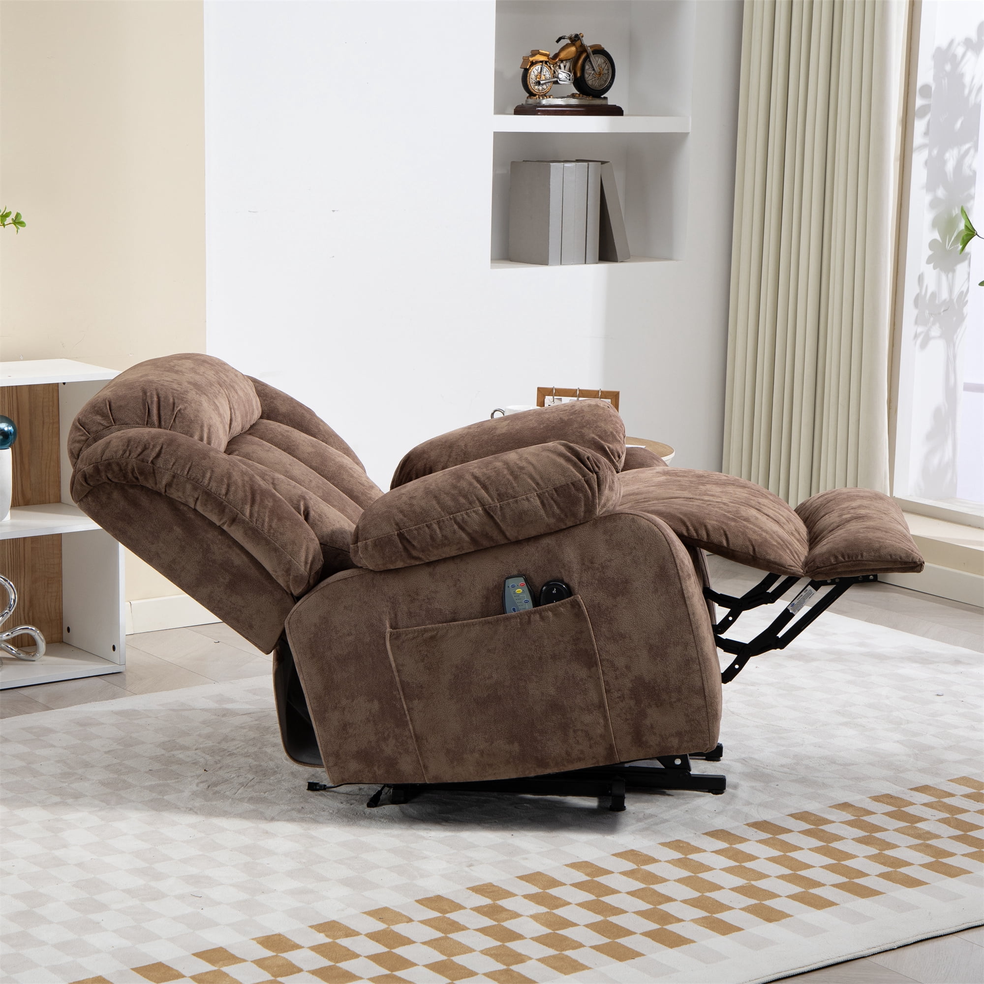 Aukfa Power Lift Recliner with Massage&Heat for Elderly, 23" Deep Seat Armchair, Infinite Position, Brown