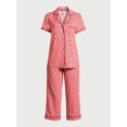 thumbnail image 5 of Joyspun Women's Knit Notch Collar Top and Capri Pants Pajama Set, 2-Piece, Sizes S to 3X, 5 of 5