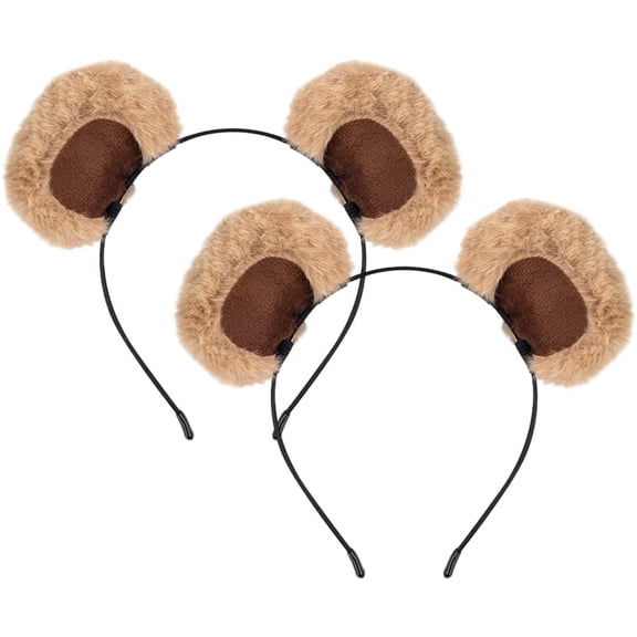 Jiibva 2Pcs Plush Bear Ear Headbands, Soft Animal Hairband,Unisex Hair Hoop For Daily, Parties, Ideal Gift For Woman