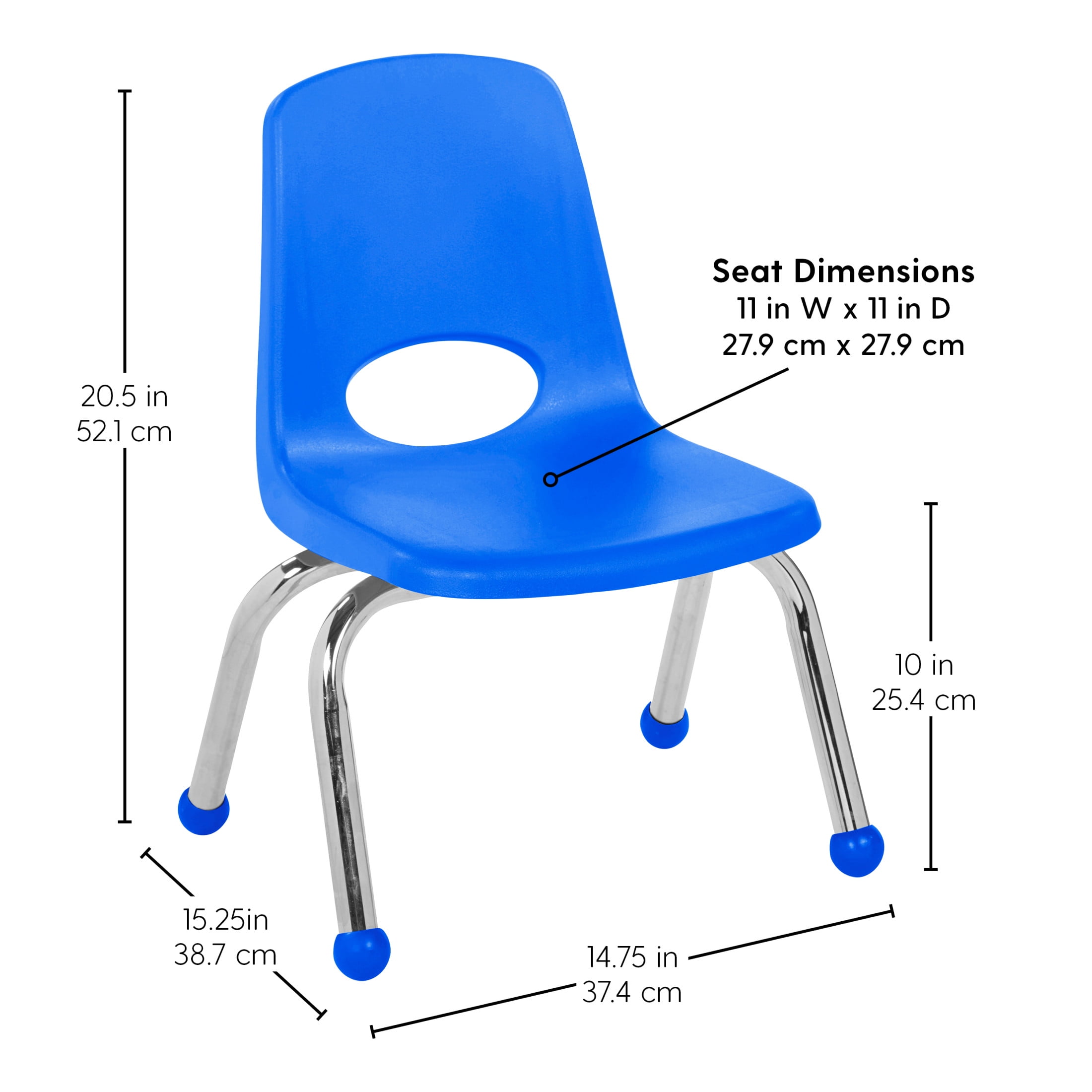 Factory Direct Partners Kids Dry-Erase Activity Table and Stack Chair Set, White Blue