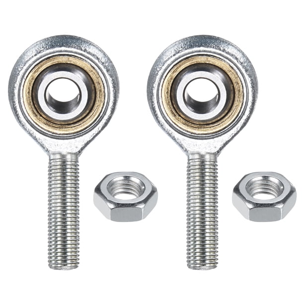 Uxcell 2-Pack Rodamiento de extremo de varilla POSA6, orificio de 3/8 pulgadas, rosca macho izquierda 3/8-24 con tuercas de jamón