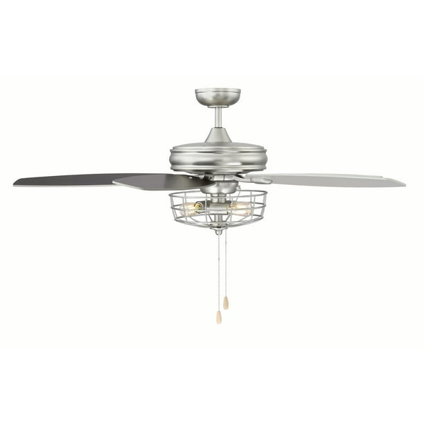 3 Light Brushed Nickel Ceiling Fan With, Ceiling Fan In Wire Cage