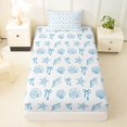 thumbnail image 3 of spefrowx Cute Bow Seashell Twin Sheets for Kids, Blue Starfish Conch Coastal Bedding, 3-Piece, 1 Flat Sheet, 1 Fitted Sheet and 1 Pillowcase, 3 of 5