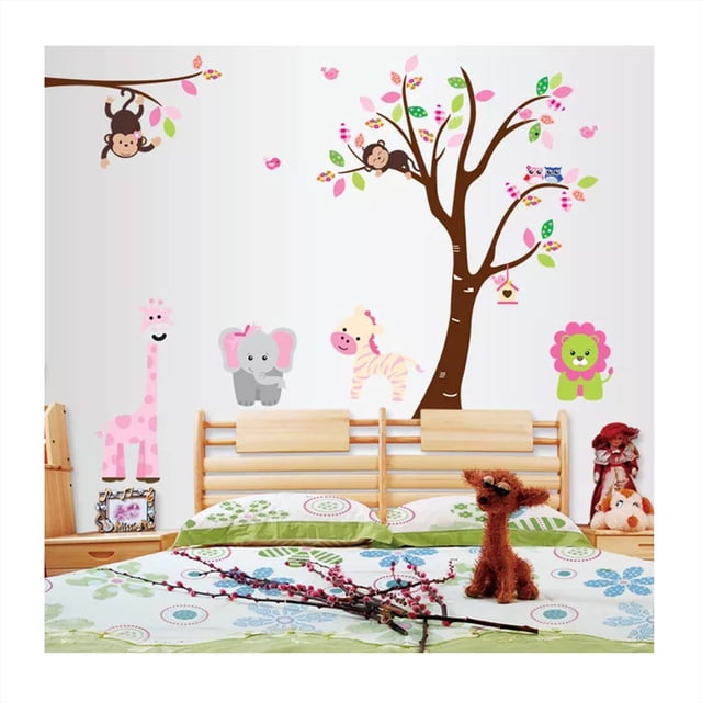 Vinil Árbol Con Búhos Y Animales De La Selva Infantil 2 Dara Baby Syene VinDe002