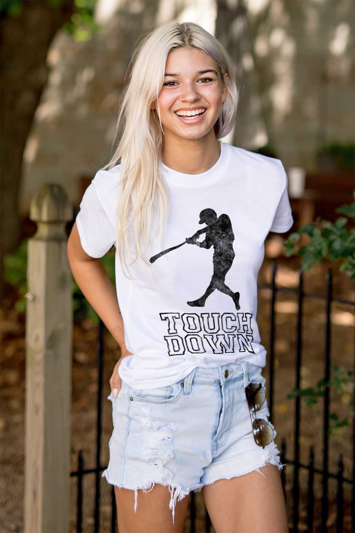 Funny Touch Down Baseball Swing Joke Men's Graphic T Shirt Tees Brisco Brands X