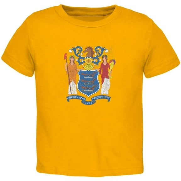 Born and Raised New Jersey State Flag Toddler T Shirt Gold 2T