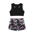thumbnail image 3 of JanJean Girls 2 Piece Dance Outfit Gymnastics Racer Back Crop Top with Boyshort Sport Athletic Dancewear Rock Music Rose 10-12, 3 of 7