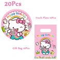 thumbnail image 2 of Hello Kitty Cartoon Party Supplies Paper Tableware Set Plate Cup Napkin Balloon Party Decoration Adult Wedding DIY Scene layout, 2 of 7