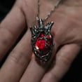 thumbnail image 4 of Fiaya Women Gothic Heart Pendant Necklace Anatomical Cage Chain Dark Romance Jewelry for Halloween Party Statement Choker Red, 4 of 6