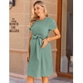thumbnail image 2 of Ekouaer Women's Maternity Dress Short Sleeve Casual Pregnancy Dresses Rib Knit Crewneck Pregnant Clothes with Belt, 2 of 6