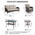 thumbnail image 4 of Bellefurn 5 Pieces Patio Furniture Sets with Outdoor Swivel Rocker Chairs Rattan 3-Seater Sofa and Coffee Table,Outdoor Conversation Set for Porch Deck Backyard Poolside, 4 of 11