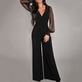 thumbnail image 4 of IROINNID Long Sleeve V-Neck Jumpsuit For Women Full-Length Wide Leg Jumpsuits Pant Romper Mesh Blouse Loose Jumpsuit, 4 of 8