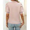 thumbnail image 4 of Cogild Puff Sleeves Sweaters for Womens Short Sleeve Crew Neck Oversized Sweaters Tops Solid Color, 4 of 9