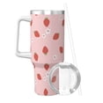 thumbnail image 2 of Pofeuu Hand Drawn Strawberry Print 40oz Ice Bully With Handle And Straw Stainless Steel Vacuum Insulated Cup And 2 In 1 Straw Lid, 2 of 8