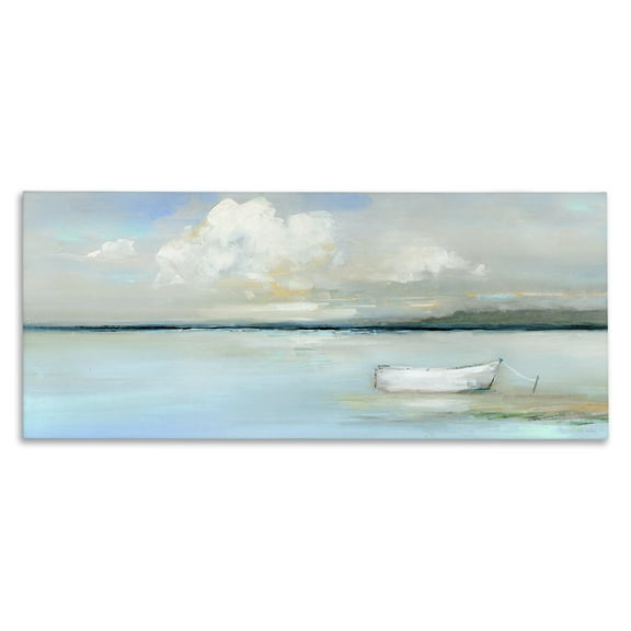 Stupell Industries Quiet Boat Docked Landscape Painting Gallery Wrapped Canvas Art Print Wall Art, 24 x 10
