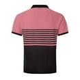 thumbnail image 6 of Huresd Men's Golf Polo Shirts Short Sleeve Collar Tennis Shirt Color Block Striped Work T-Shirt Pink 2XL, 6 of 6