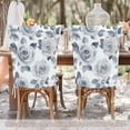 thumbnail image 5 of Decorative Chair Back Cover One Size x2 Chair Cover Dining Chair Slipcovers Chair Back Decoration Festival Chair Decoration Gray Roses, 5 of 6
