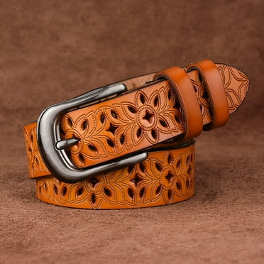 Women's Genuine Leather Belts Female Fashion Hollow Belt Vintage Waistband