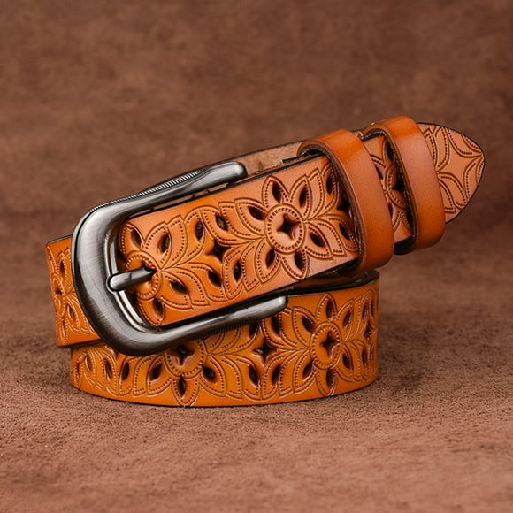 Women's Genuine Leather Belts Female Fashion Hollow Belt Vintage Waistband