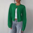 thumbnail image 3 of Women's Cardigan Sweaters Lightweight Round Neck Long Sleeve Outfits for Fall Fashion 2025, Short Top for Casual Wear,Green,L, 3 of 6