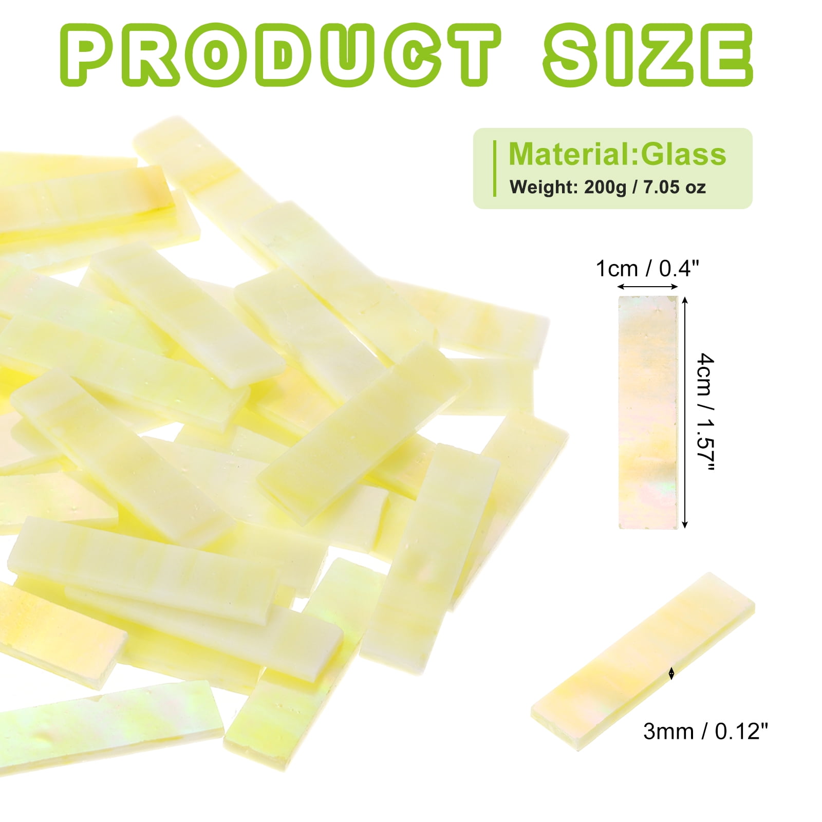 Stained Glass Strip, Iridescent Yellow Mosaic Tiles 200g/7.05 oz