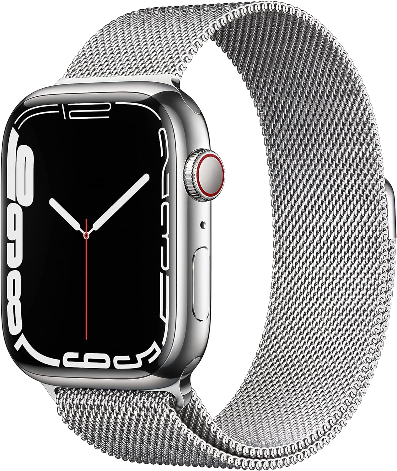 Apple Watch Series 7 (GPS + Cellular, , 45mm) Silver Stainless Steel Case with Silver Milanese Loop Band