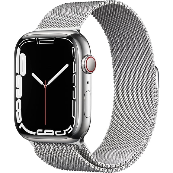 Restored Apple Watch Series 7 (GPS + Cellular, , 45mm) Silver Stainless Steel Case with Silver Milanese Loop Band