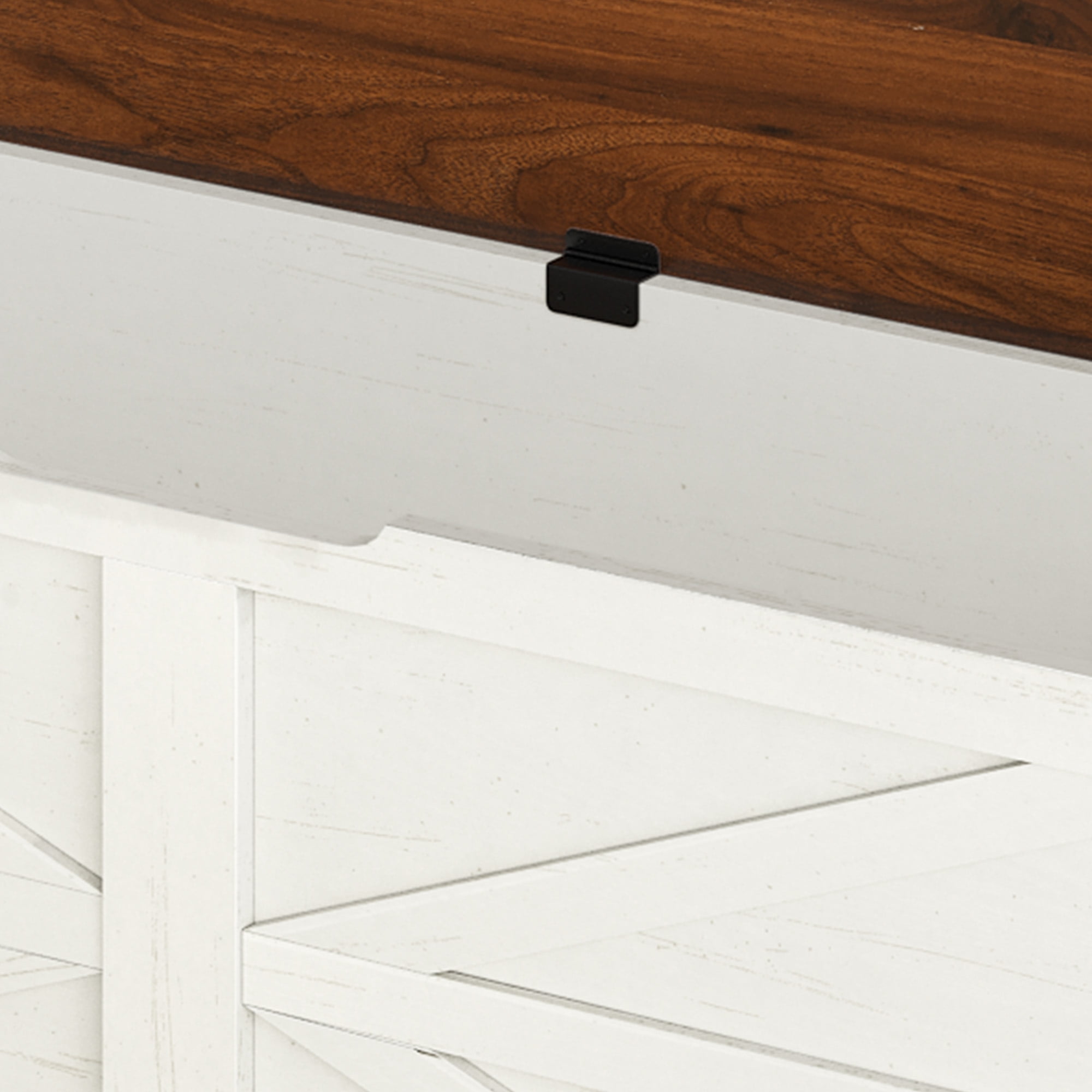Uforic L-Shaped Wood Farmhouse Storage Chest,Nook Corner Bench with Storage - White & Brown